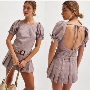 NWOT L Free People Sevi Plaid Mini Dress